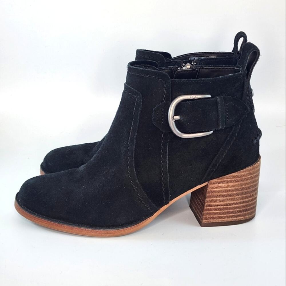 UGG Black Suede Leahy Ankle Boots